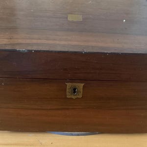 Antique Writing Slope with Brass Cartouche