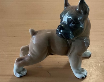 Boxer Dog Ceramic Statue / Vintage Porcelanin Life Size Dog