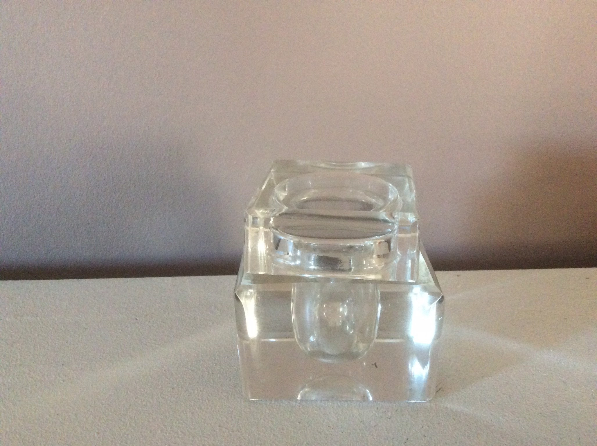 Antique Glass Square Inkwell Etsy