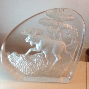 Glass Sculpture of an Elk in the style of Mats Jonasson  Maleras
