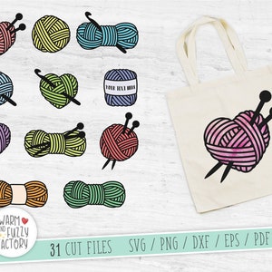 Stricken svg, häkeln svg, Garn svg schnitt Dateien für Cricut Silhouette, Garn Clipart, Stricken svg bündel, Häkelnadel Clipart, Garnball svg
