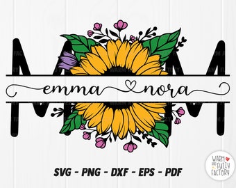Split Mom SVG, Mother's Day SVG, Mom monogram svg, Custom Mom svg files for Cricut Silhouette, Mom with names SVG, Mom Sublimation design