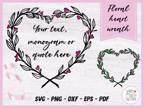 Floral Heart SVG Heart Wreath SVG Heart SVG Cut File for | Etsy