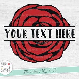 Rose svg, Split monogram rose svg cut file for Cricut Silhouette, Flower monogram svg, Red rose flower svg, Rose svg file, Rose clipart
