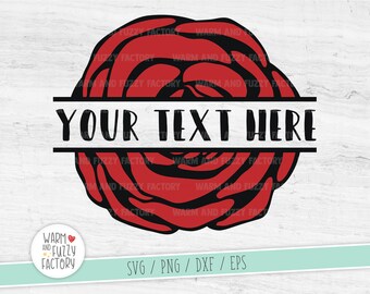 Rose svg, Split monogram rose svg cut file for Cricut Silhouette, Flower monogram svg, Red rose flower svg, Rose svg file, Rose clipart