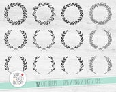 Laurel wreath svg, Wreath svg, Floral wreath svg, Laurel wreath svg bundle cut file for Cricut Silhouette, Hand drawn wreath svg, Laurel svg