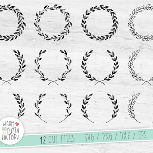 Lorbeer Kranz Svg, Kranz Svg, Blumenkranz Svg, Lorbeer Kranz Svg Bundle geschnitten Datei für Cricut Silhouette, handgezeichnet ekranz Svg, Lorbeer Svg