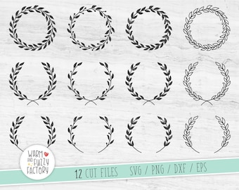 Laurel wreath svg, Wreath svg, Floral wreath svg, Laurel wreath svg bundle cut file for Cricut Silhouette, Hand drawn wreath svg, Laurel svg