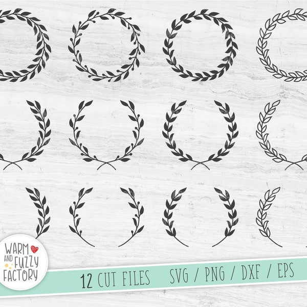 Laurel wreath svg, Wreath svg, Floral wreath svg, Laurel wreath svg bundle cut file for Cricut Silhouette, Hand drawn wreath svg, Laurel svg