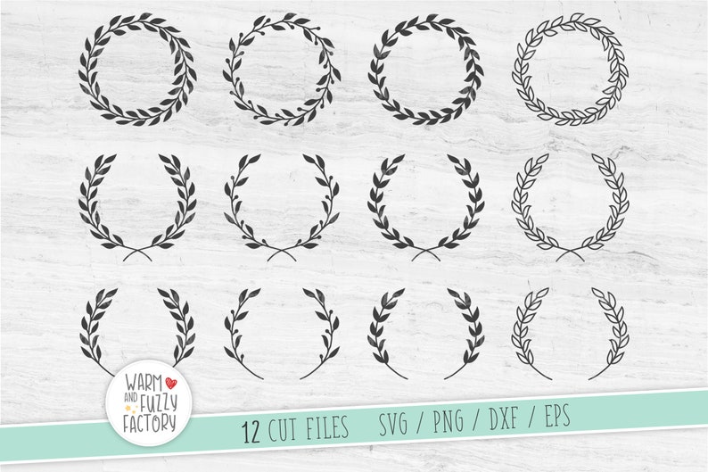 May include: Twelve black and white wreath designs with a simple, minimalist style. The wreaths are arranged in three rows of four. The wreaths are perfect for adding a touch of elegance to any project.