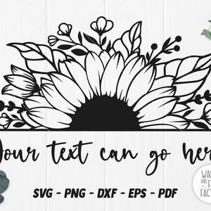 Demi-tournesol SVG, Bordure de tournesol SVG, Split Tournesol svg, Monogramme de tournesol svg, Fichier svg de tournesol pour Cricut Silhouette