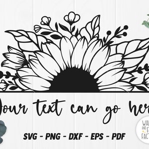 Half Sunflower SVG, Sunflower border SVG, Split Sunflower svg, Sunflower monogram svg, Sunflower svg file for Cricut Silhouette