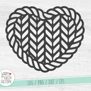 Strickherz SVG Schnittdatei für Cricut Silhouette, Häkel SVG DXF, Strick svg, Garn svg, Garn Herz SVG, Häkelliebe SVG, Strick svg dxf
