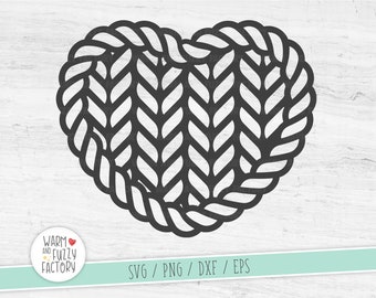 Knit heart svg cut file for Cricut Silhouette, Crochet SVG DXF, Knit svg, Yarn svg, Yarn heart SVG, Crochet love svg, Knitting svg dxf