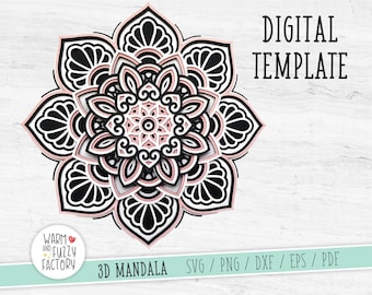 3D Mandala SVG, 3D Layered Mandala SVG cut file for Cricut Silhouette, Mandala SVG
