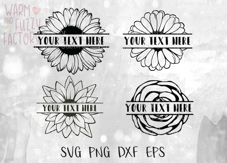 Split monogram flowers svg bundle cut files for Cricut | Etsy