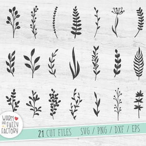 Leaves svg file, Branch svg, Leaf svg bundle, Branches svg cut files for Cricut Silhouette, Hand drawn leaves svg bundle, Leaves clipart