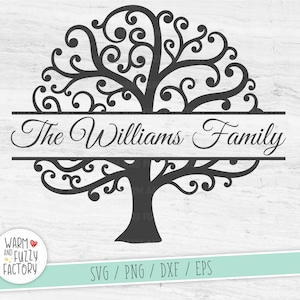 Split monogram family tree svg, tree svg, family tree svg, split tree of life svg, family reunion SVG files for Cricut Silhouette