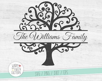 Split monogram family tree svg, tree svg, family tree svg, split tree of life svg, family reunion SVG files for Cricut Silhouette