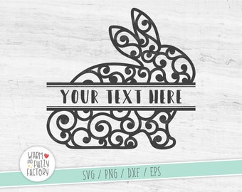 Bunny svg, Split monogram bunny svg, Monogram bunny svg, Split easter bunny svg ,Split scroll bunny svg cut files for Cricut Silhouette
