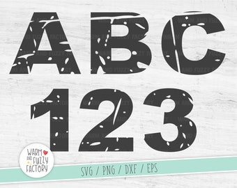 Distressed font svg cut files for Cricut Silhouette, Rustic alphabet numbers svg, distressed monogram alphabet svg, distressed letters svg