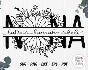 Split Nana SVG, Nana monogram svg, Nana with names SVG, Nana svg, Mother's Day SVG, Nana svg file for Cricut Silhouette, Nana sign svg
