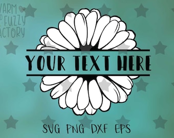 デイジー svg、Cricut シルエット用の分割モノグラム デイジー カット ファイル、ガーバー デイジー svg、花 svg、花柄 svg、女の子モノグラム フラワー svg