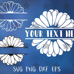 Daisy svg, Delade monogram daisy klippfiler för Cricut Silhouette, Gerber daisy svg, Blomma svg, Blommig svg, Flicka monogram blomma svg bild 5