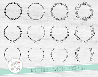 Wreath svg, Laurel wreath svg, Floral wreath svg, Laurel wreath svg bundle cut file for Cricut Silhouette, Hand drawn wreath svg, Laurel svg