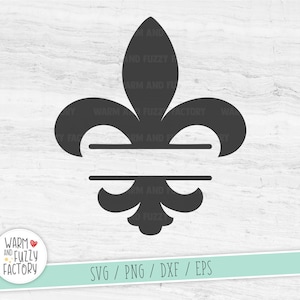 Fleur de lis SVG fichiers coupés pour Cricut / Cameo, Fleur de lis split monogram cut file, Fleur de lis vector Clipart, Fleur de lis nom de famille