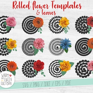 Rolled flower svg, 3d flower svg, Paper flower svg cut file for Cricut Silhouette, Paper flower template svg, Wedding svg, Flower svg