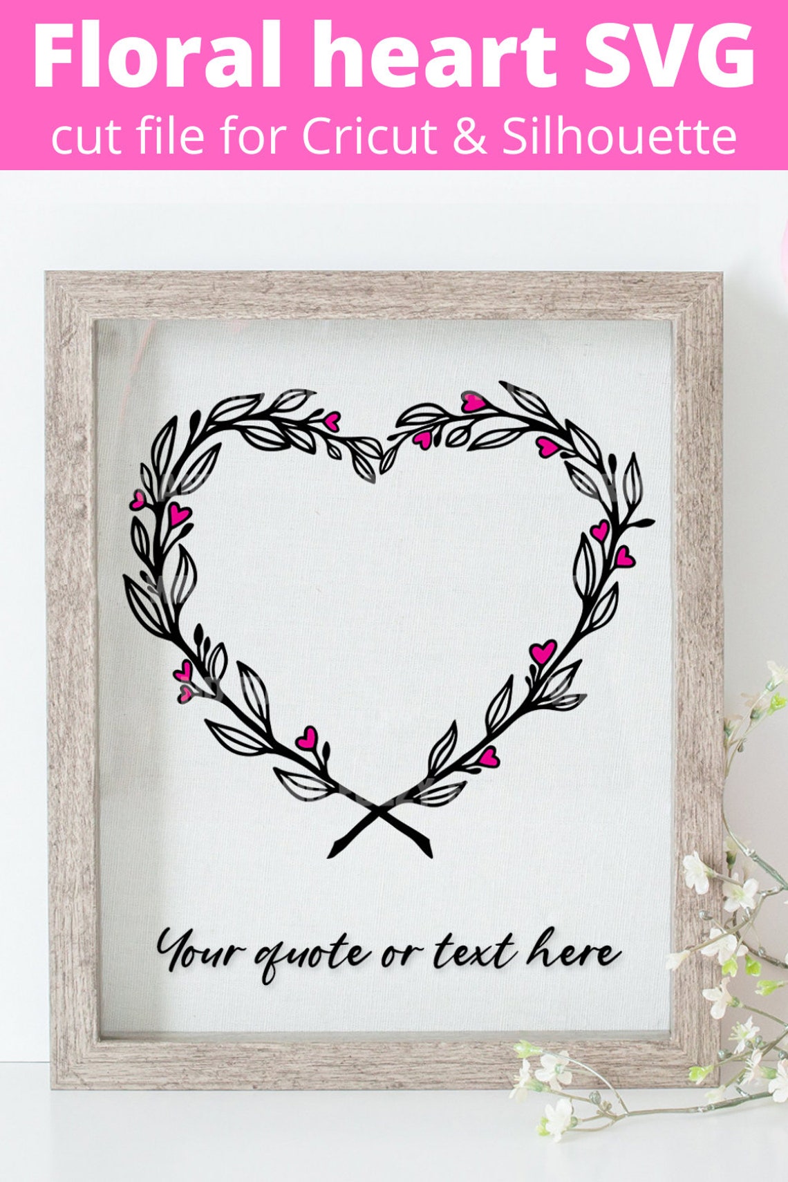 Floral Heart SVG Heart Wreath SVG Heart SVG Cut File for - Etsy