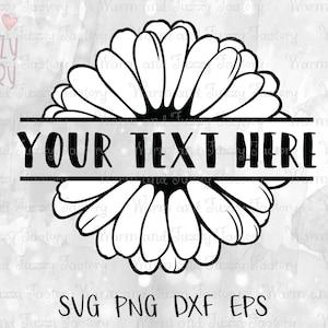 Daisy svg, Delade monogram daisy klippfiler för Cricut Silhouette, Gerber daisy svg, Blomma svg, Blommig svg, Flicka monogram blomma svg bild 6