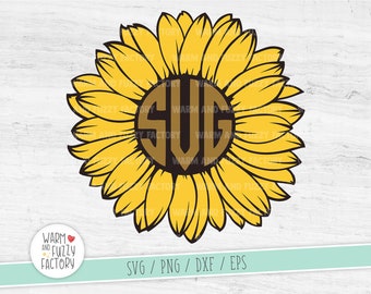 Sunflower svg, Sunflower monogram svg, Flower svg, Sunflower svg cut file for Cricut Silhouette, Floral svg, Girl monogram flower svg