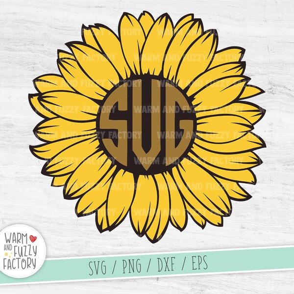 Sunflower svg, Sunflower monogram svg, Flower svg, Sunflower svg cut file for Cricut Silhouette, Floral svg, Girl monogram flower svg
