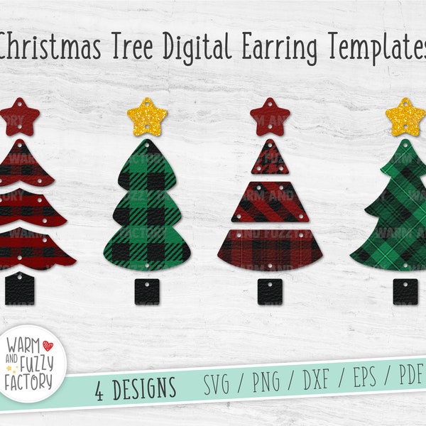 Christmas tree earrings svg, Earring svg, Leather earring svg bundle, Earring template, Christmas earring svg cut files Cricut Silhouette