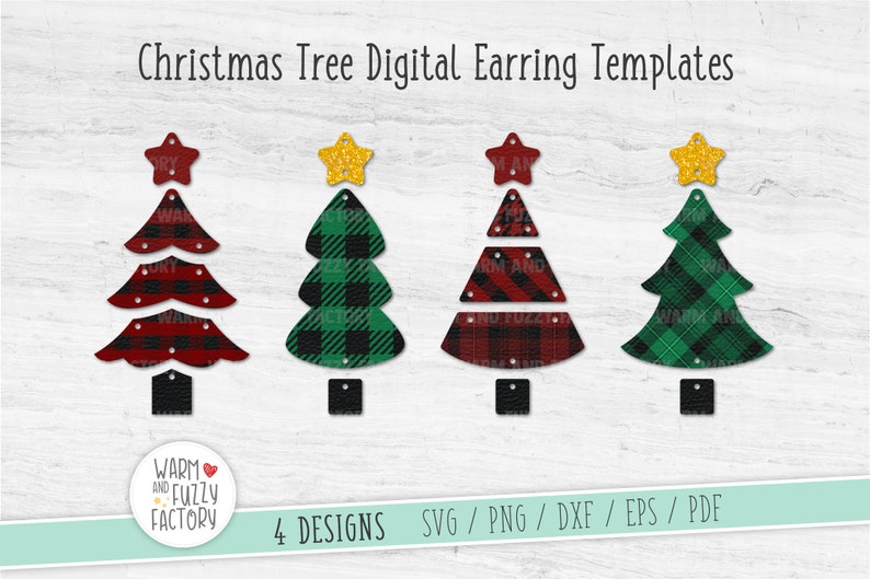 Christmas tree earrings svg, Earring svg, Leather earring svg bundle, Earring template, Christmas earring svg cut files Cricut Silhouette image 1