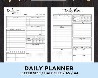 printable daily planner etsy