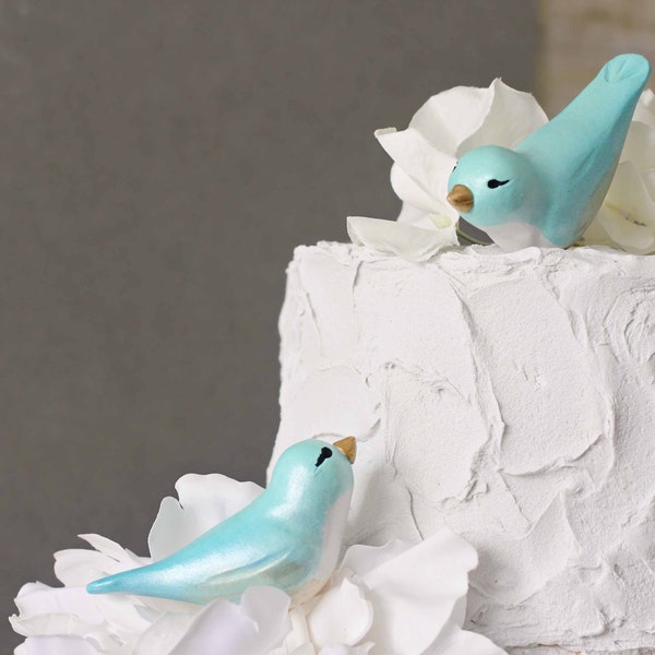 Tiffany Love Bird Custom Cake Topper - Mint Bird Wedding Cake Toppers with Crown - Your Choice of Colors and Accessories