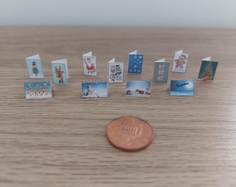 12 Christmas Cards Handmade 1/12th Scale