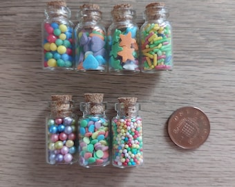 Individual Rainbow Sweets in a Jar 1/12th Scale