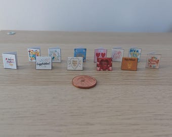 12 Assorted Occasion Cards Handmade 1/12th Scale