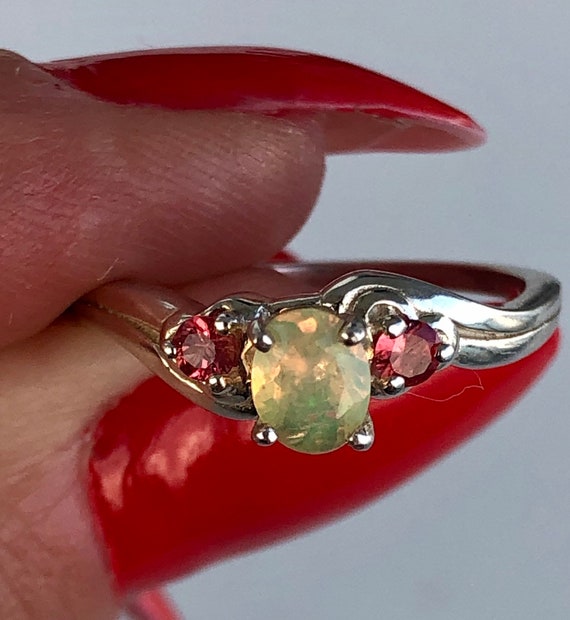 fire opal and garnet ring