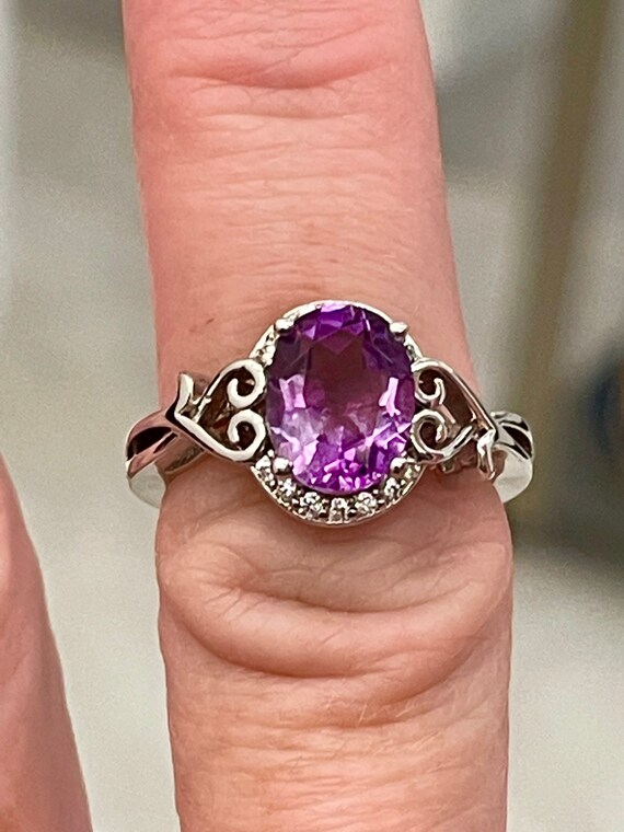 Amazing Heart Decorated Amethyst Ring Etsy