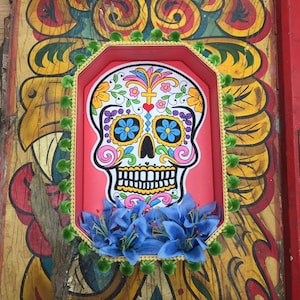 Sugar skull wall art. Wallhanging skull. Mexican wall decor. Day of the dead decor.