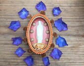 Virgin Mary Shrine. Glow in the dark. Mother Mary gift. goddess tin nicho. Kitsch wallhanging. Handmade.