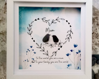 Mum birthday pebble art, mother's day gift, Mum gift, Mum present, Mum Pebble picture, pebble art, Gift for her, mum birthday gift