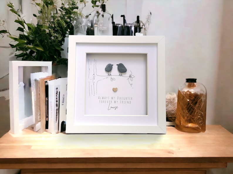 Daughter framed pebble art, Personalised Daughter Gift, daughter pebble art, daughter birthday gift, personalised pebble art, pebble art, image 1