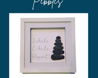 Bathroom pebble art gift, yoga  pebble art, pebble picture, yoga pebble art, pebble gift, bathroom decor, housewarming, pebble stack