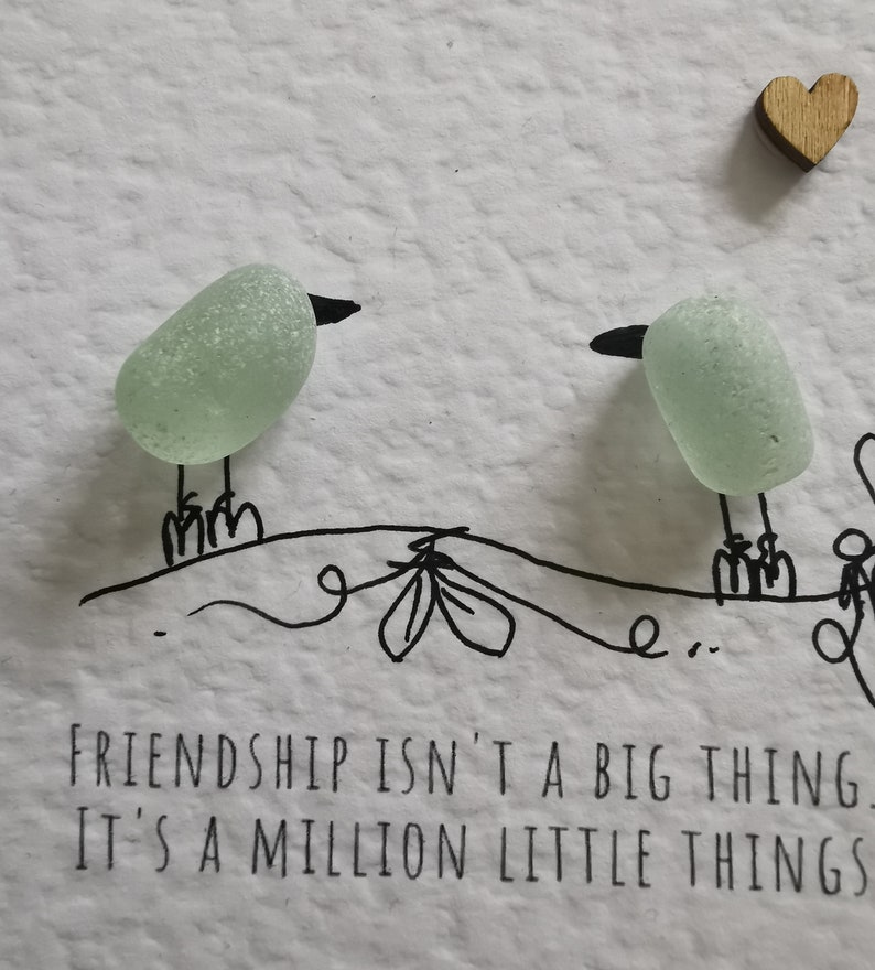 Friend Gift, friend seaglass gift best Friend Gift, friend pebble picture, friendship gift, friend birthday, gift for her, gift under 20, image 5